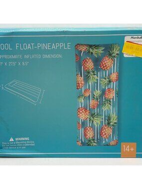 Pool Float Pineapple Design Inflatable 71" X 27.5" X 8.5" For Ages 14+